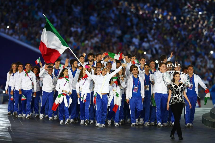 L&#39;Italia alla cerimonia d&#39;apertura dei primi Giochi Olimpici Europei. A Baku gli azzurri conquisteranno 10 ori, 26 argenti e 11 bronzi. Getty